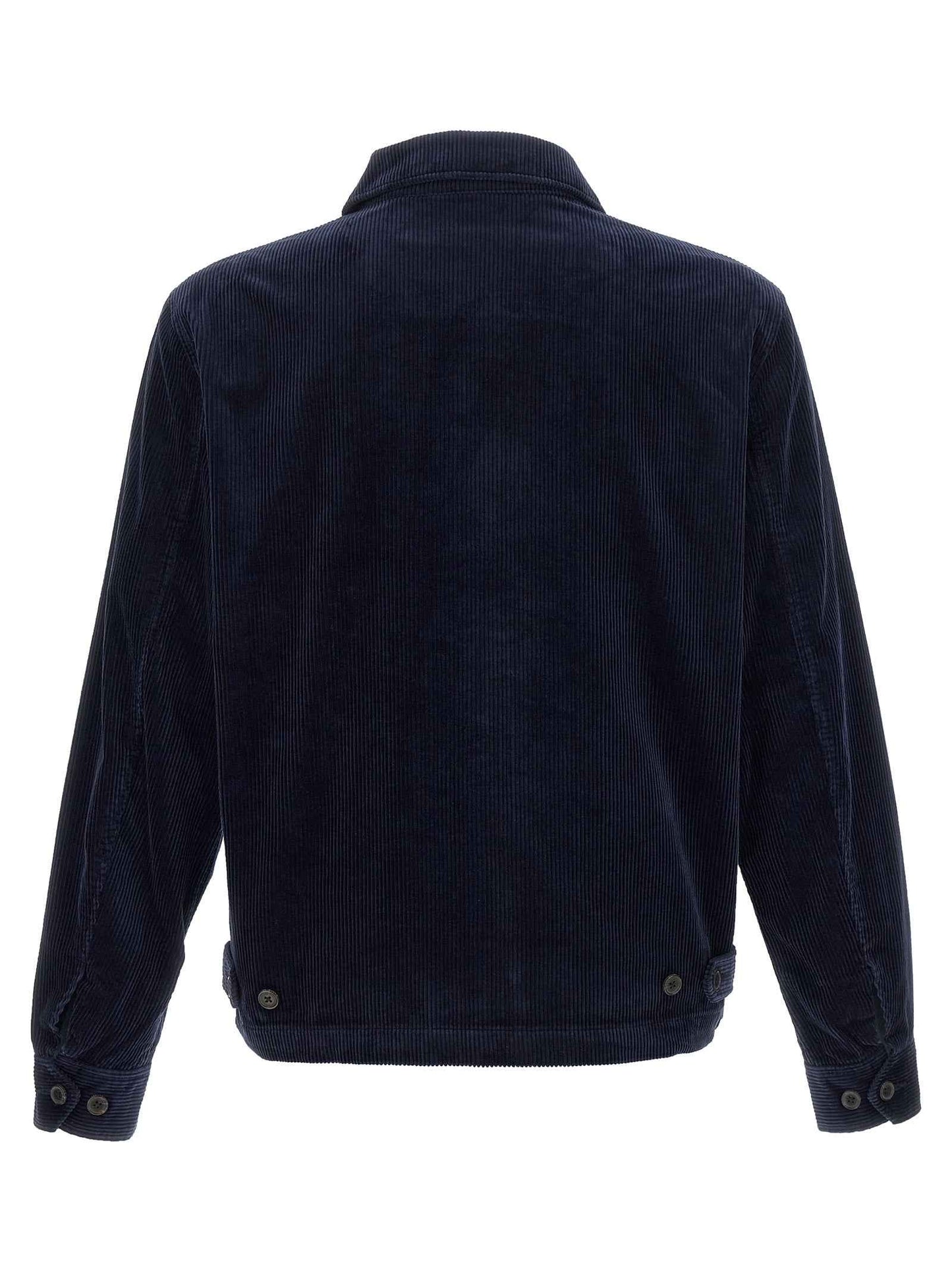 Blue Cotton Full-Length Jacket