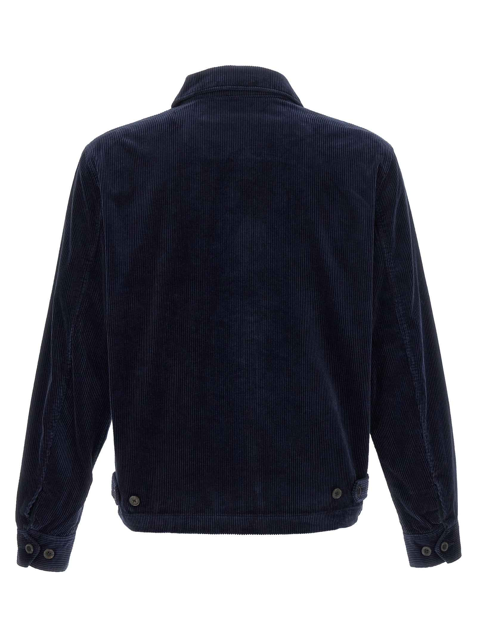 Blue Cotton Full-Length Jacket