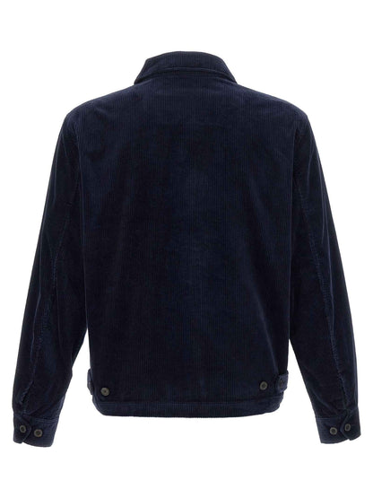 Blue Cotton Full-Length Jacket