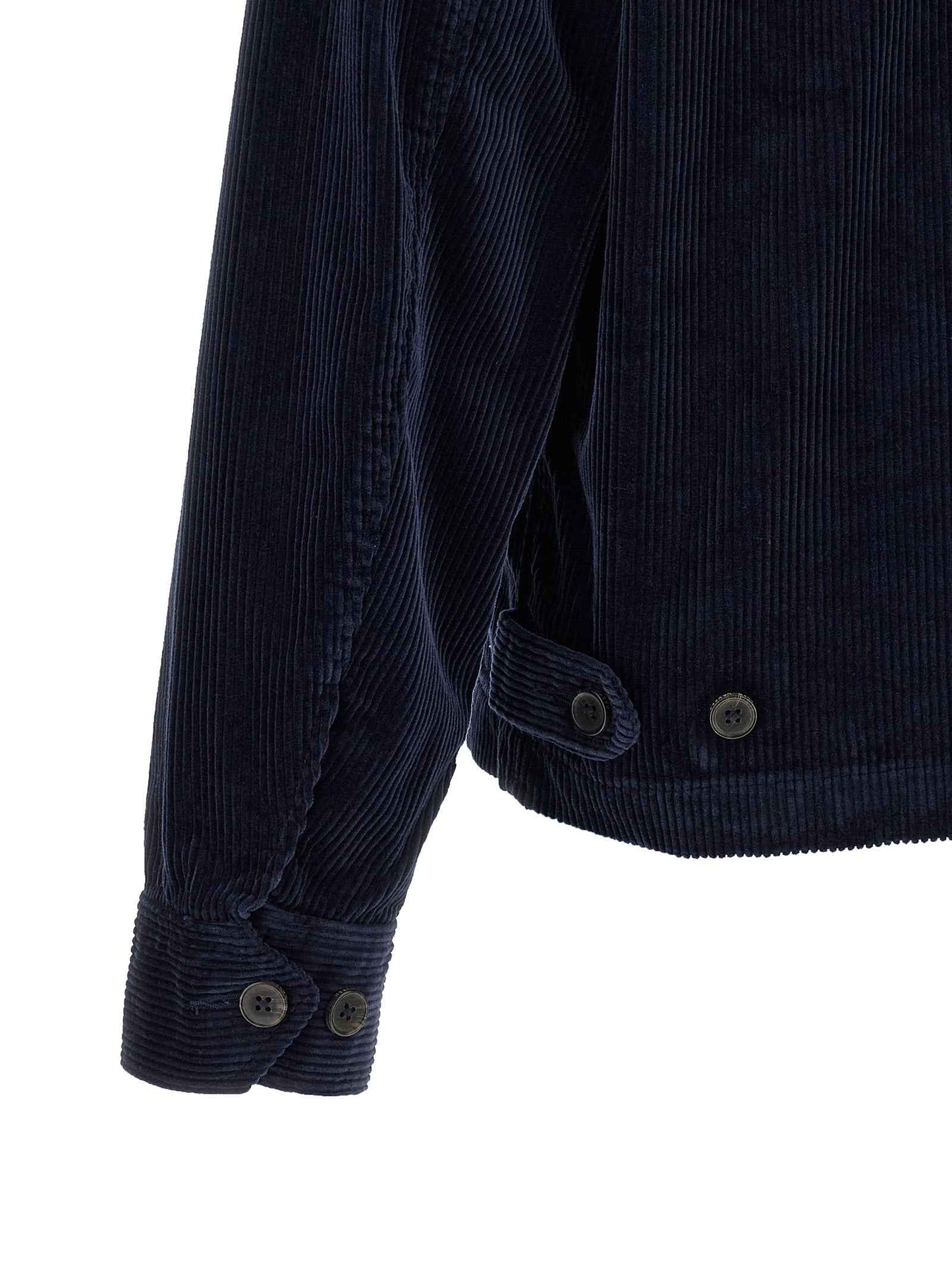 Blue Cotton Full-Length Jacket