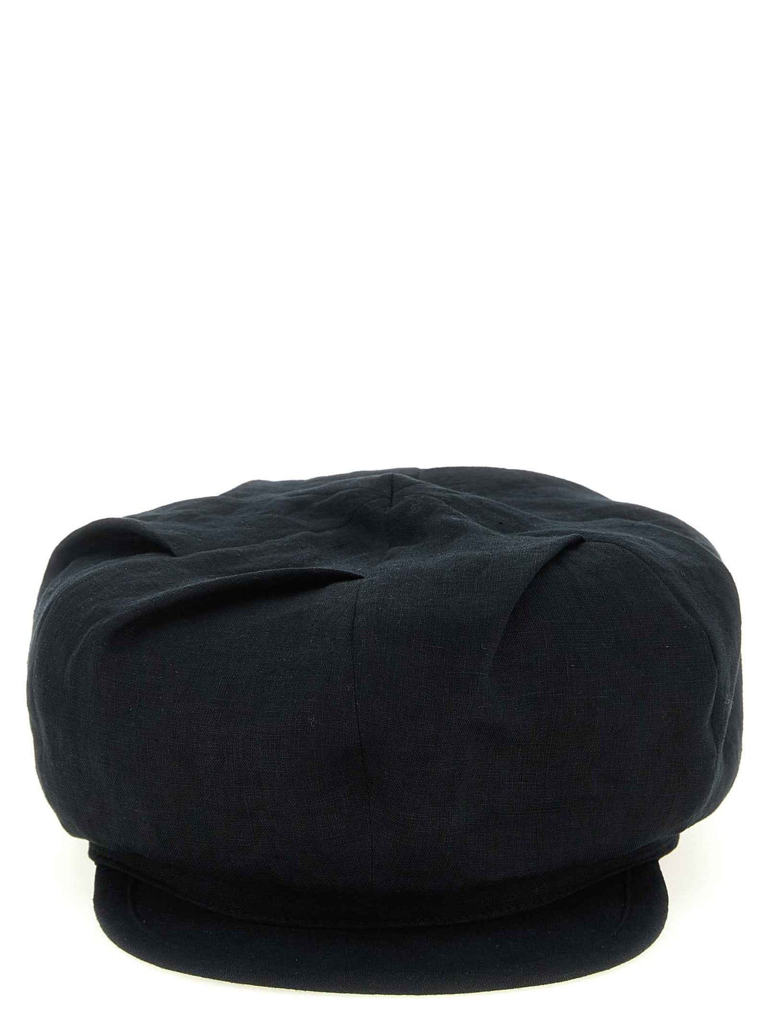 Black Linen Fatcap Hat
