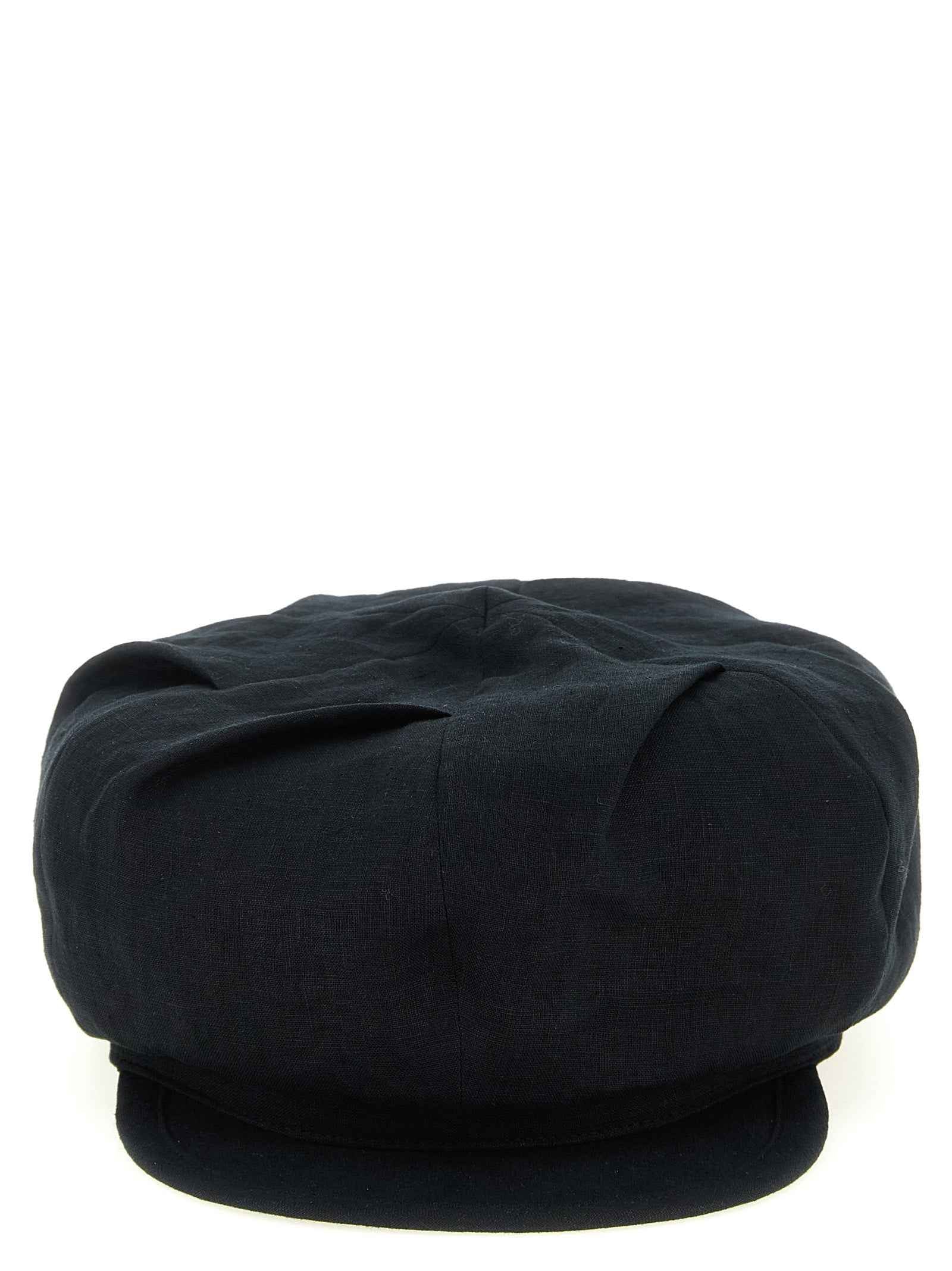 Black Linen Fatcap Hat
