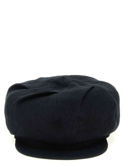 Black Linen Fatcap Hat