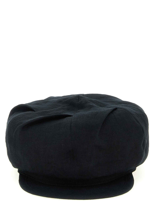 Black Linen Fatcap Hat