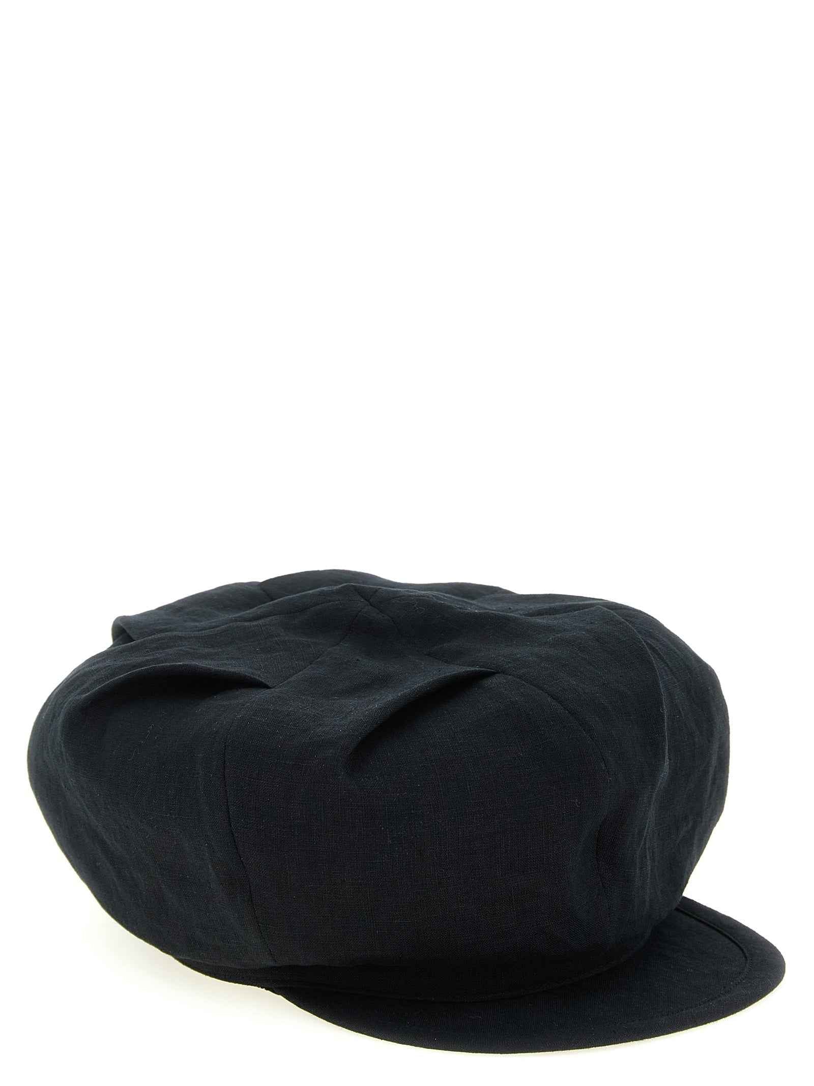 Black Linen Fatcap Hat