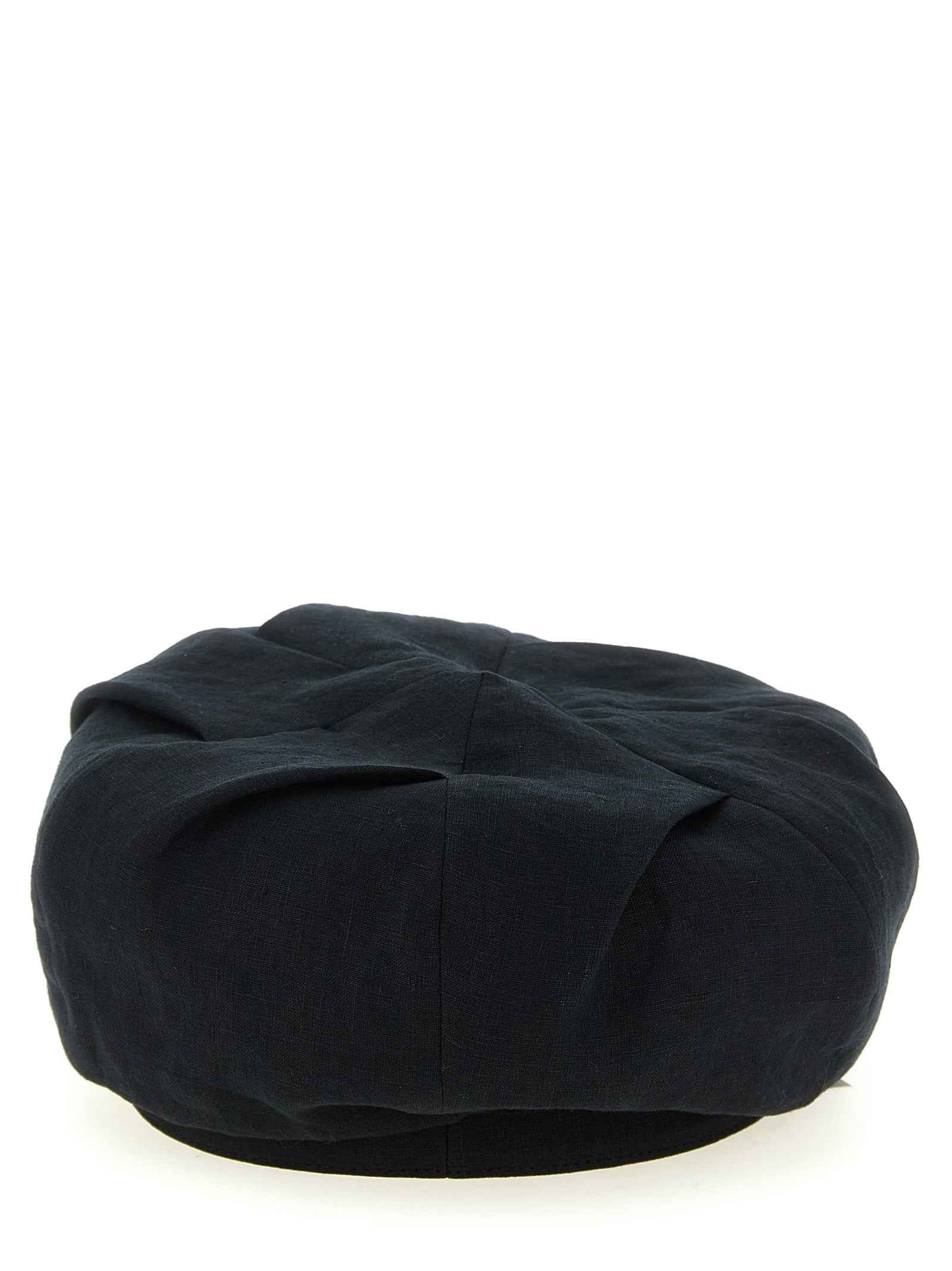Black Linen Fatcap Hat