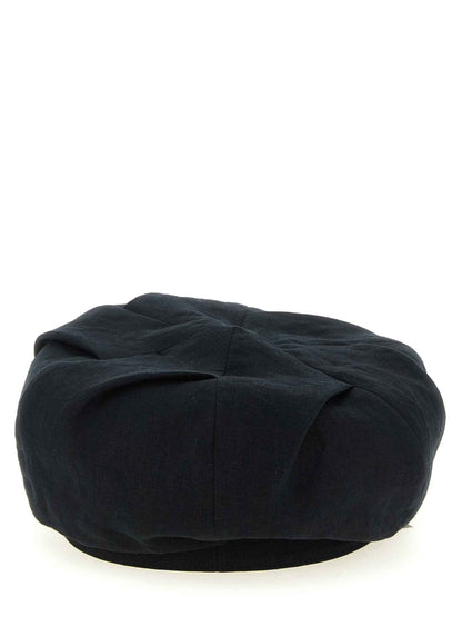 Black Linen Fatcap Hat