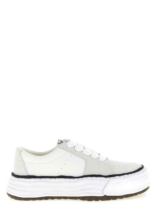 White Cowhide Platform Sneakers