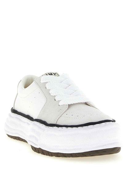 White Cowhide Platform Sneakers
