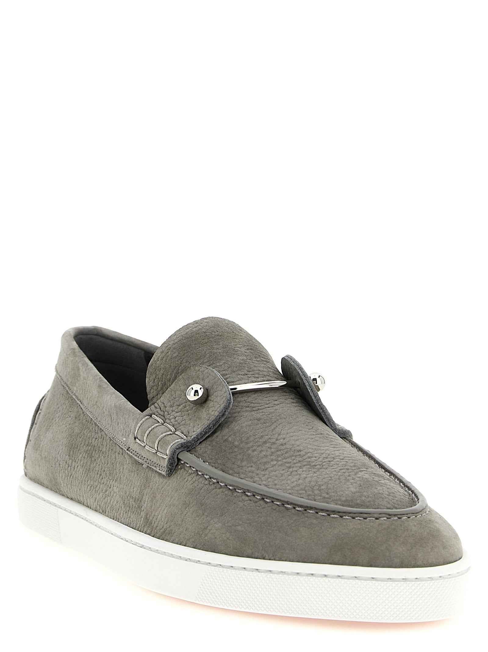 Gray Calfskin Slip-On Loafers