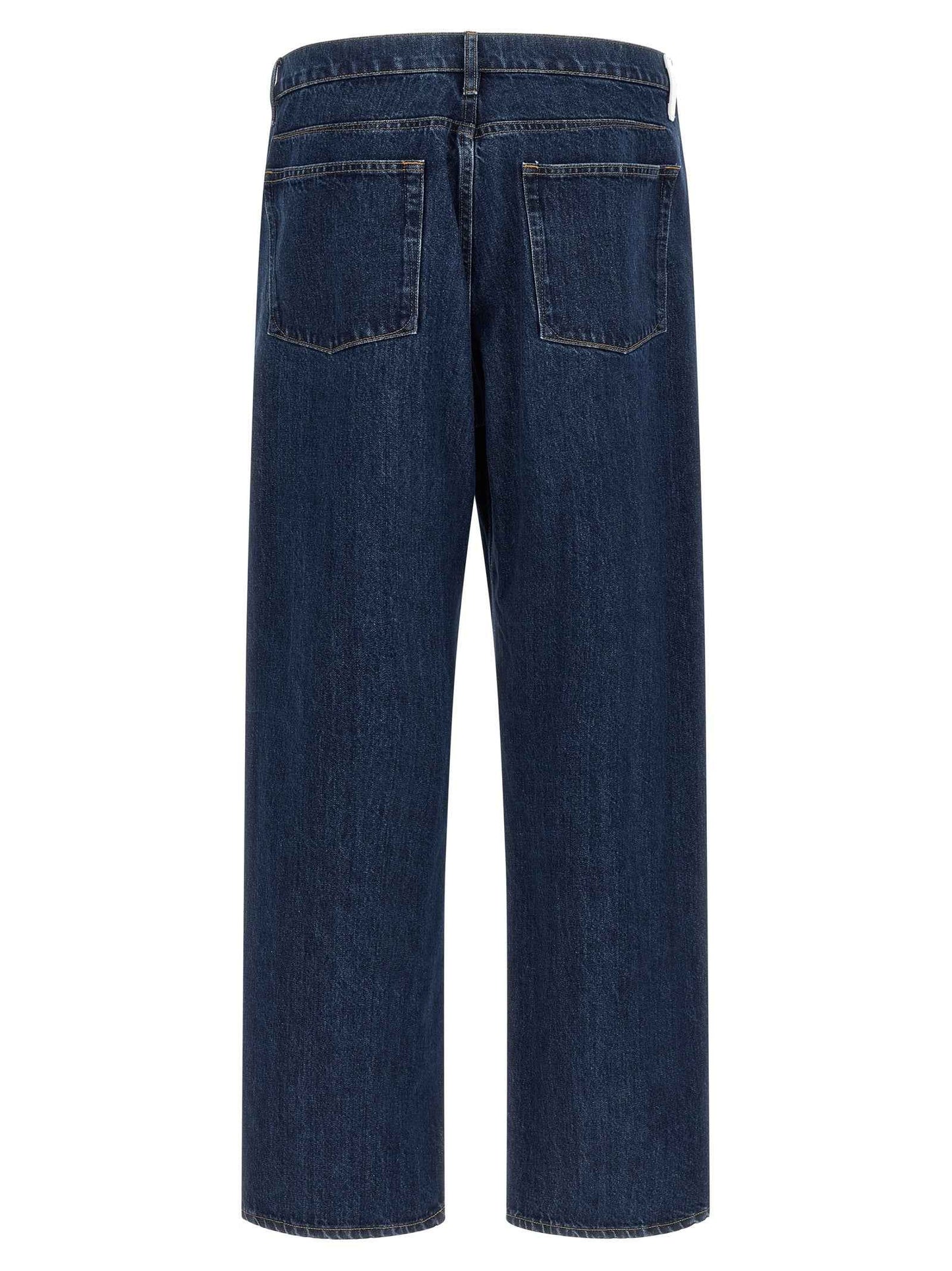 Blue Cotton Straight-Leg Jeans
