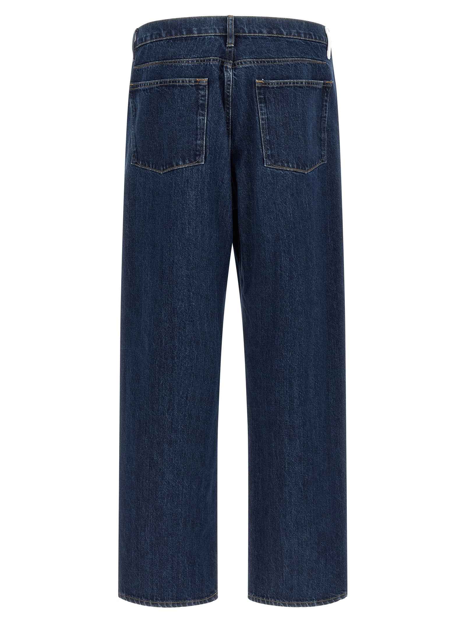 Blue Cotton Straight-Leg Jeans