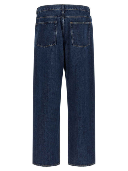 Blue Cotton Straight-Leg Jeans