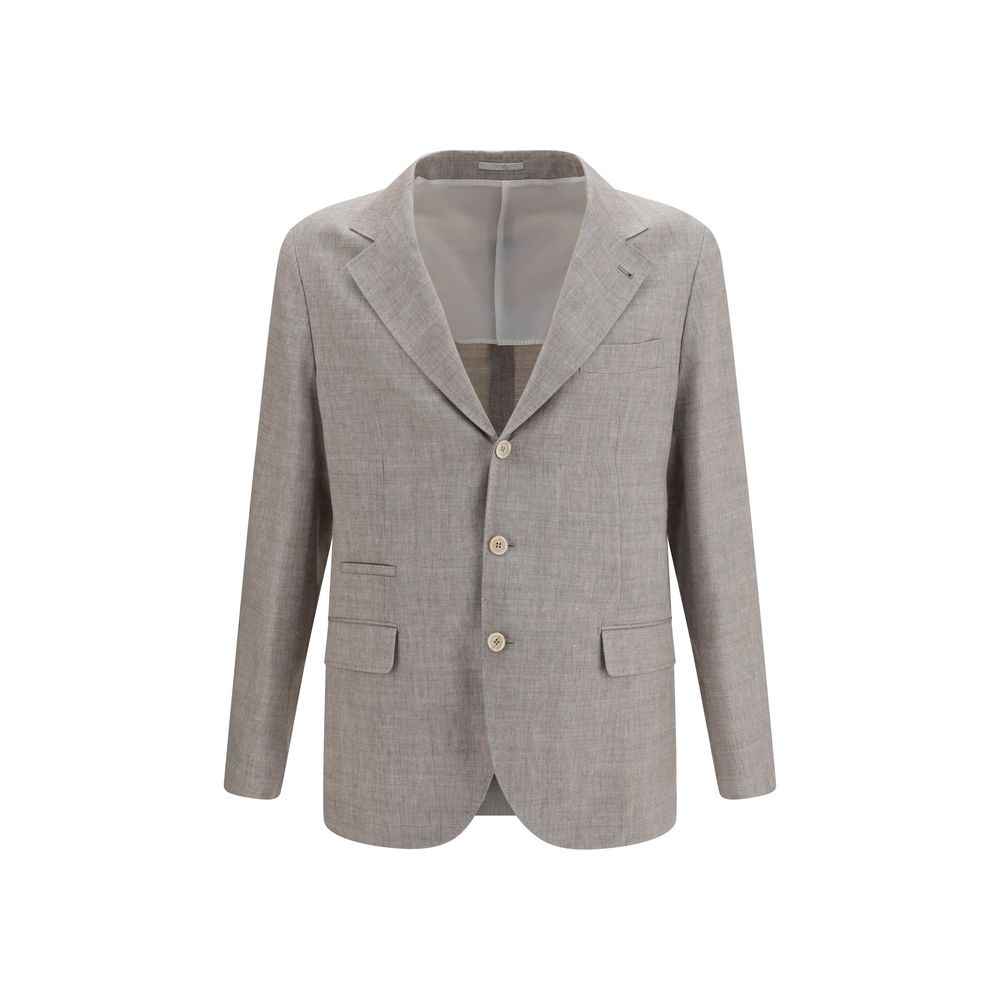 Beige Linen Full-Length Jacket