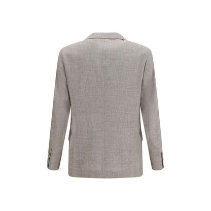 Beige Linen Full-Length Jacket