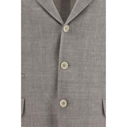 Beige Linen Full-Length Jacket