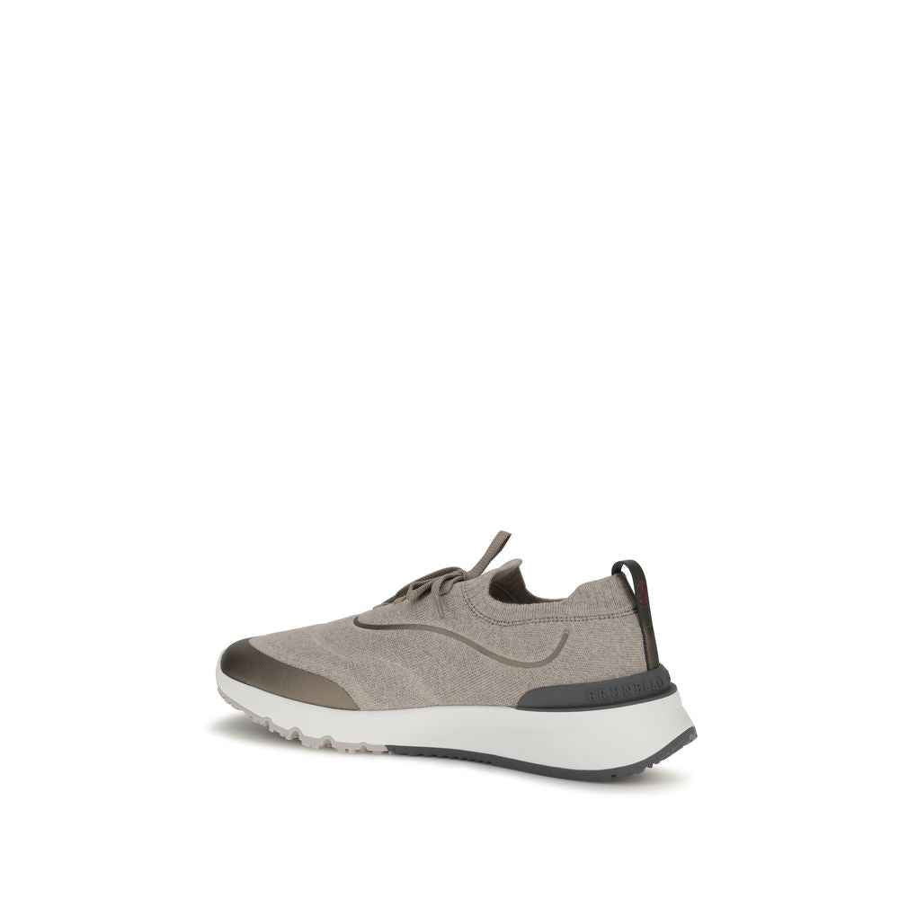 Brown Cotton Athletic Sneakers