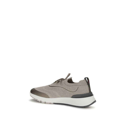 Brown Cotton Athletic Sneakers