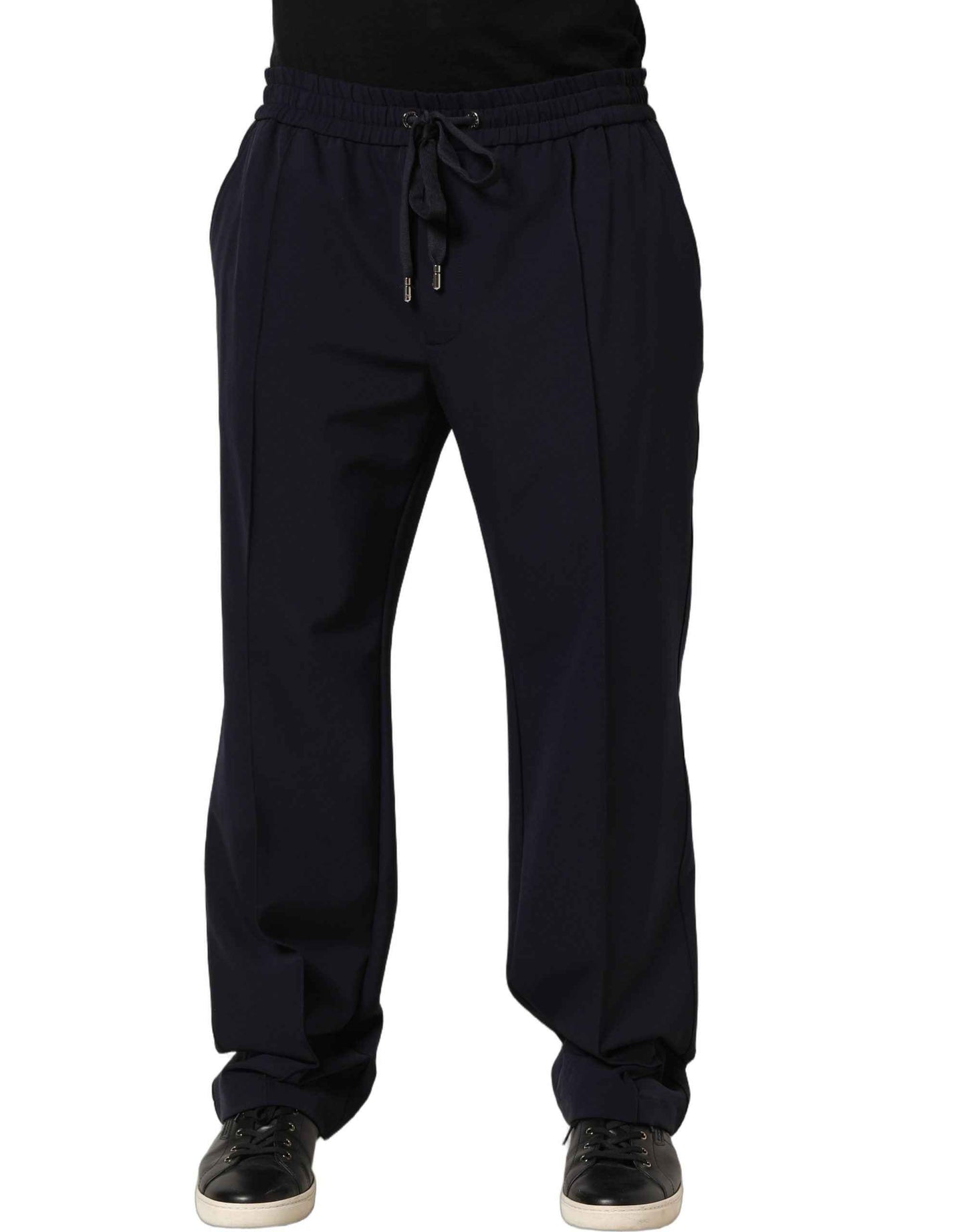 Dark Blue Drawstring Nylon Jogger Sweatpants Pants
