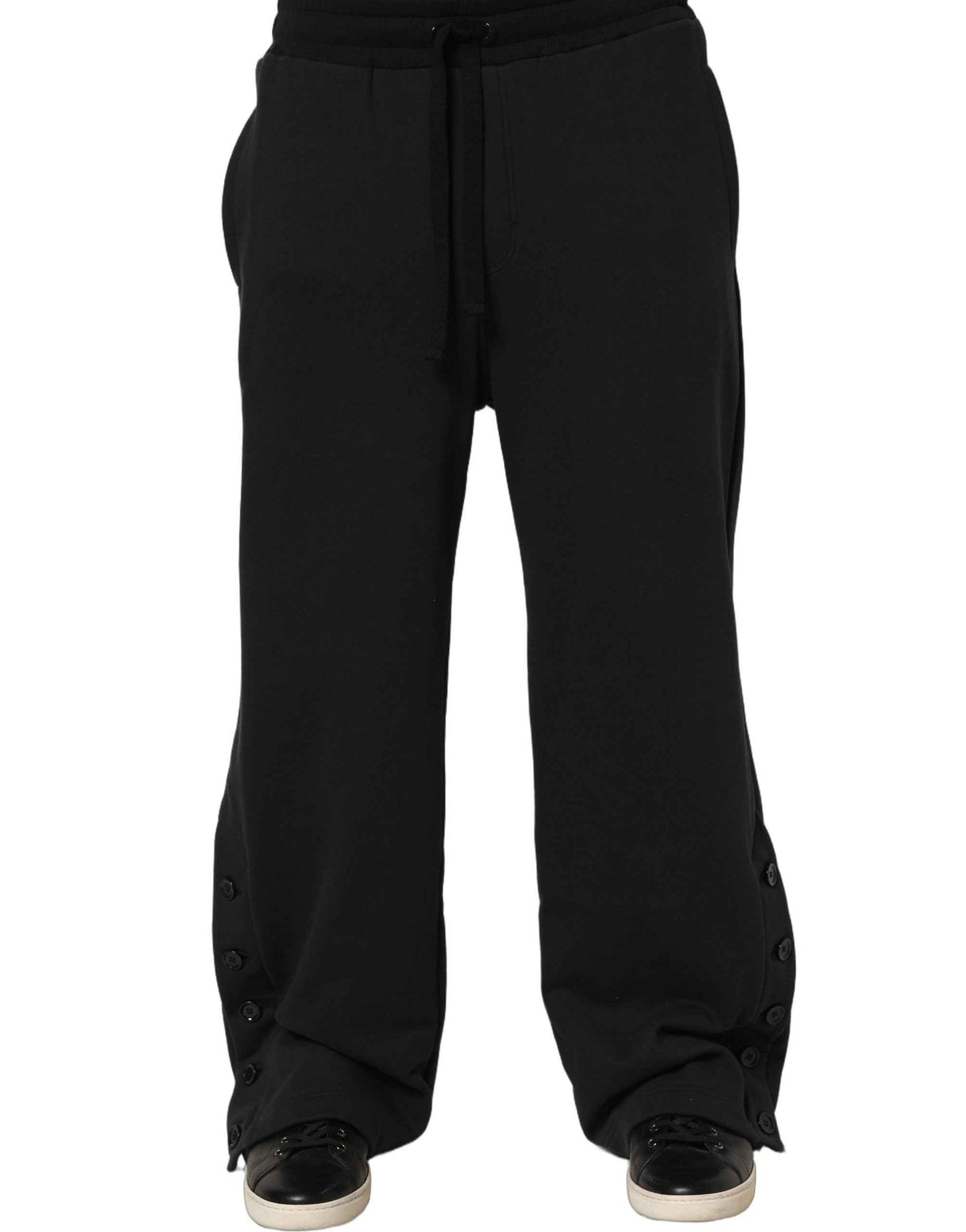 Black Drawstring Viscose Jogger Men Sweatpants Pants