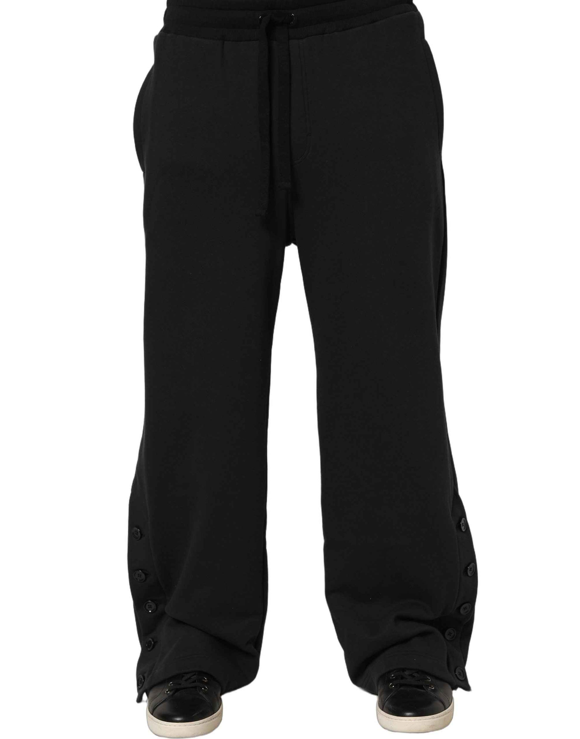 Black Drawstring Viscose Jogger Men Sweatpants Pants