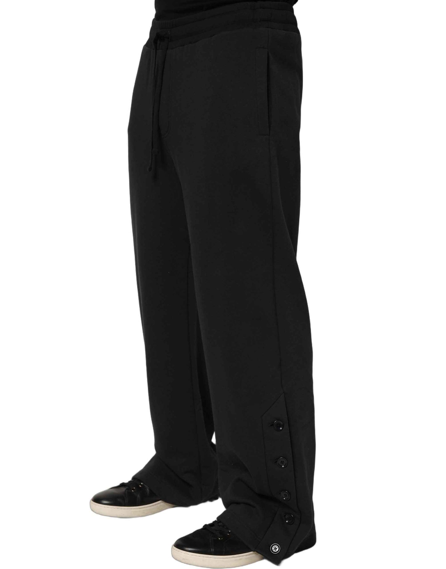 Black Drawstring Viscose Jogger Men Sweatpants Pants