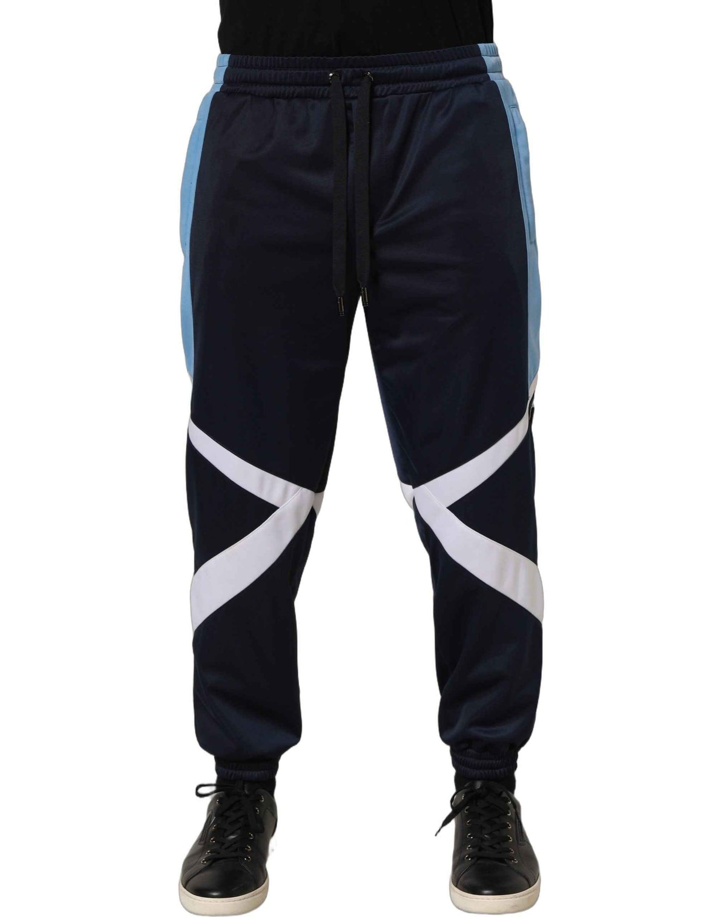 Blue White Drawstring Jogger Sweatpants Pants