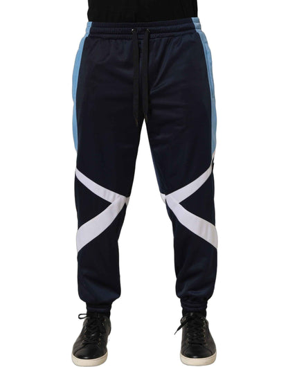 Blue White Drawstring Jogger Sweatpants Pants