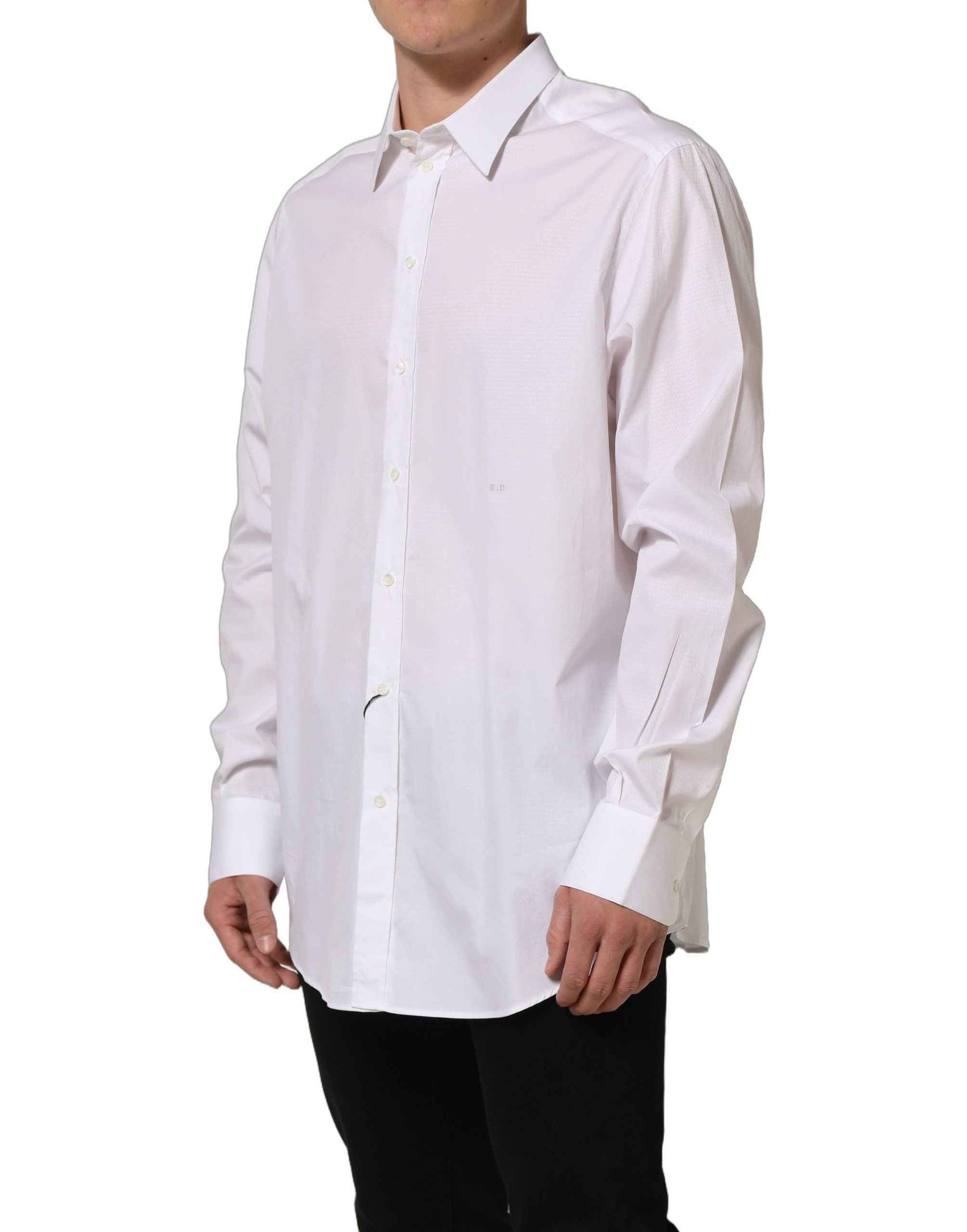 White Cotton Long Sleeves Men Dress Shirt