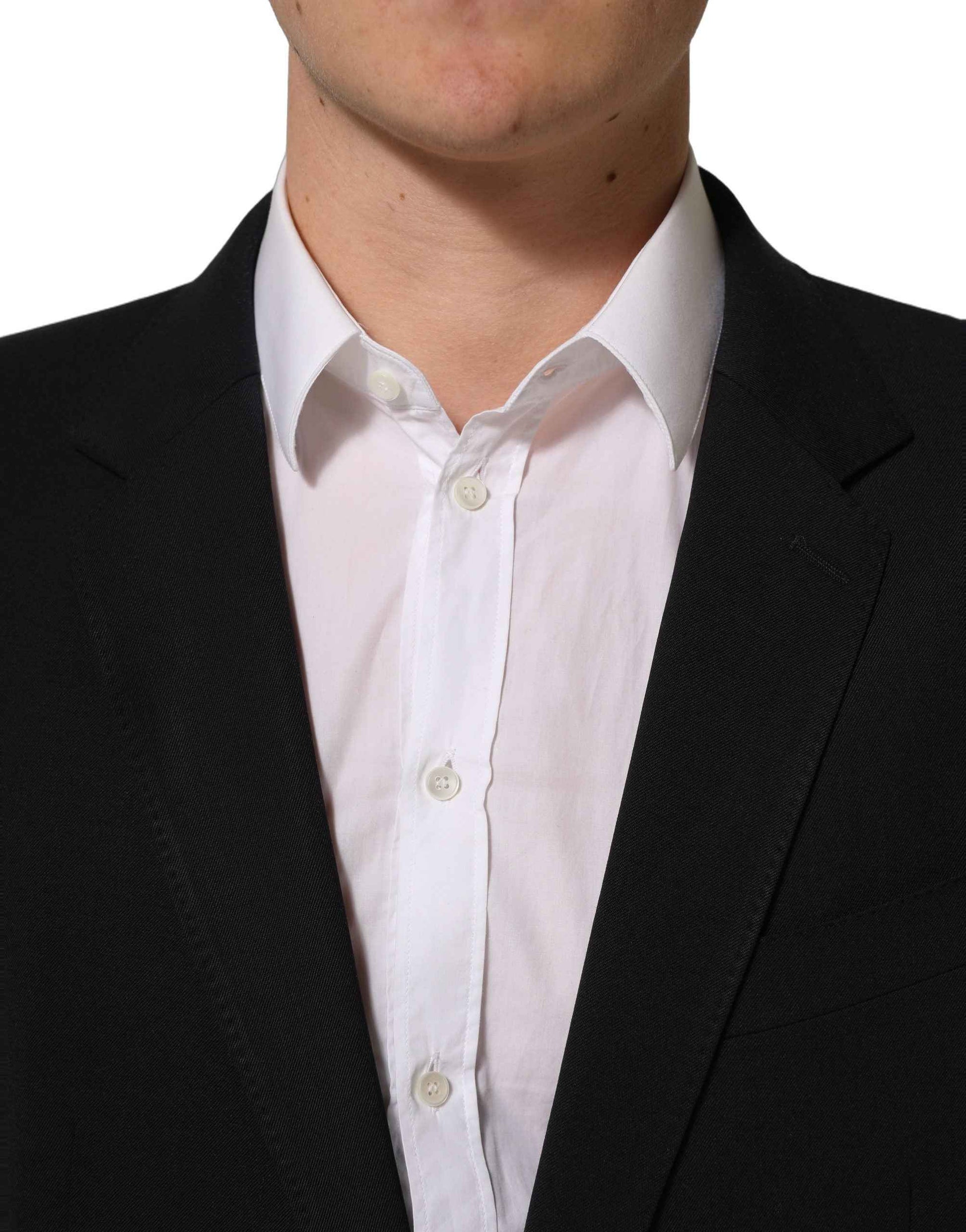 Black Wool Slim Fit Formal Men 2 Piece Suit