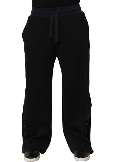 Black Drawstring Viscose Jogger Men Sweatpants Pants
