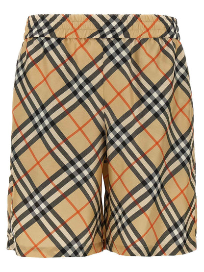 Beige Satin Bermuda Shorts