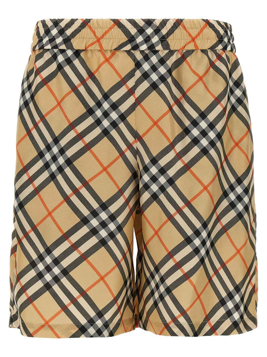 Beige Satin Bermuda Shorts
