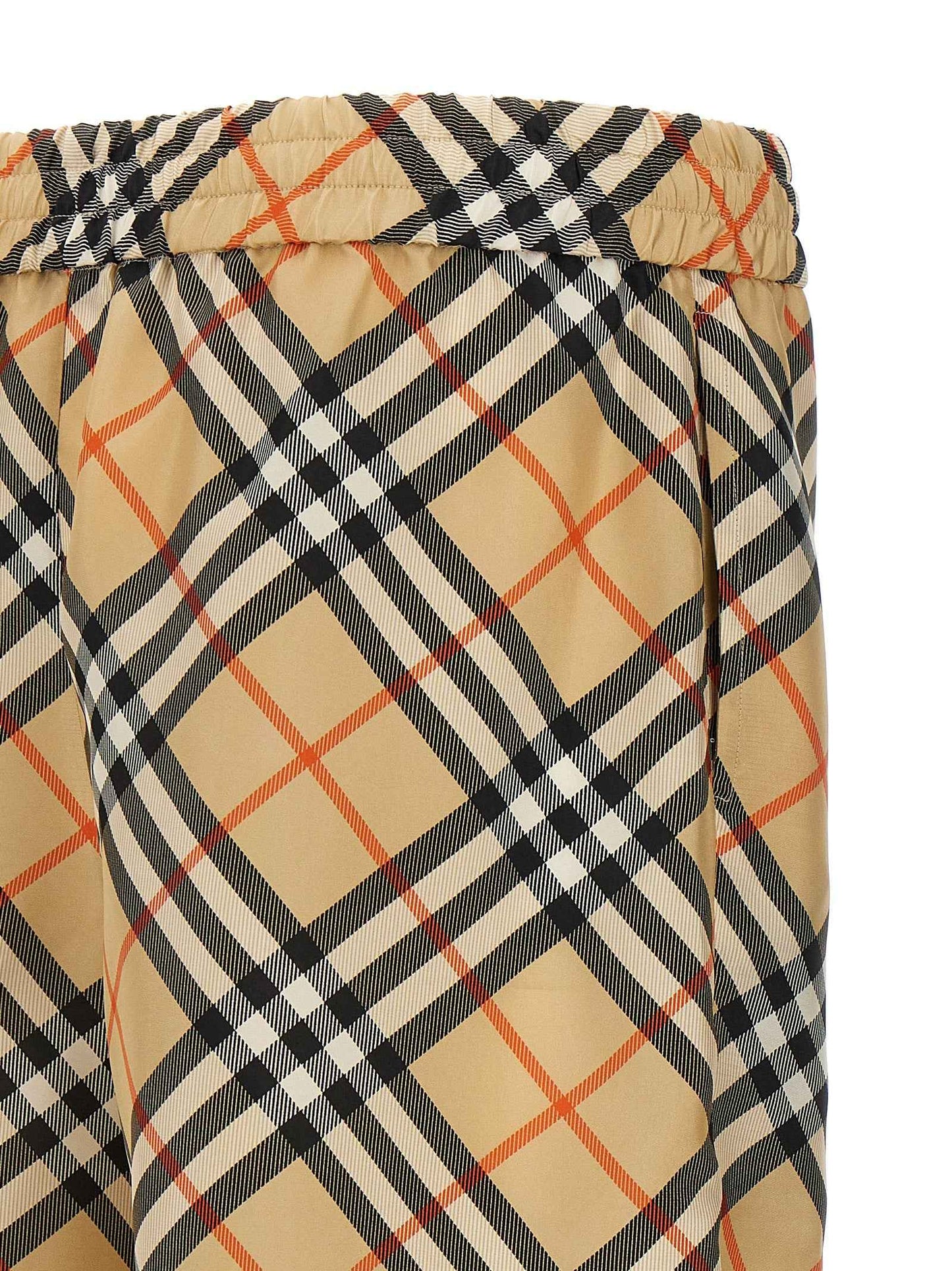 Beige Satin Bermuda Shorts