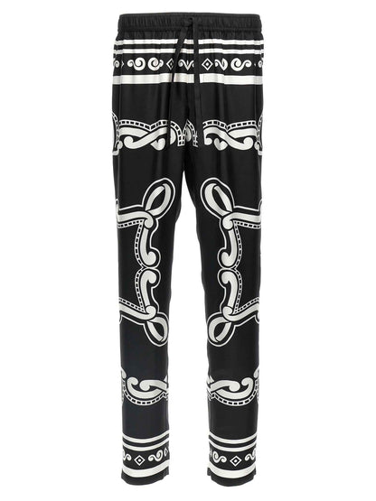 Bicolor Silk Casual Pants