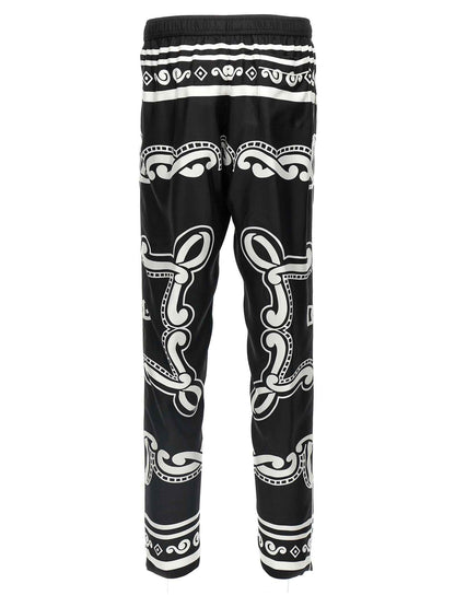 Bicolor Silk Casual Pants