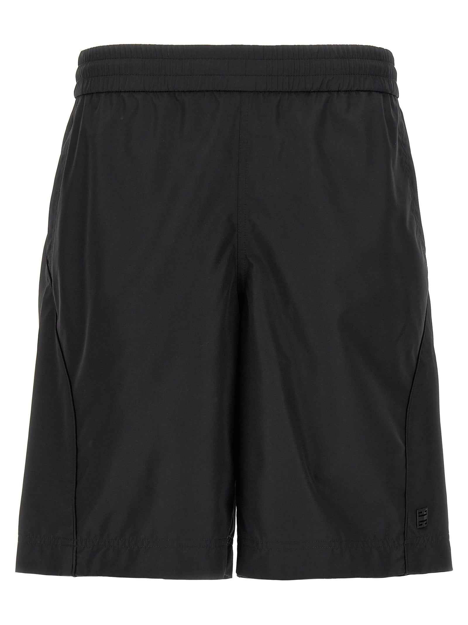 Black Polyester Bermuda Shorts
