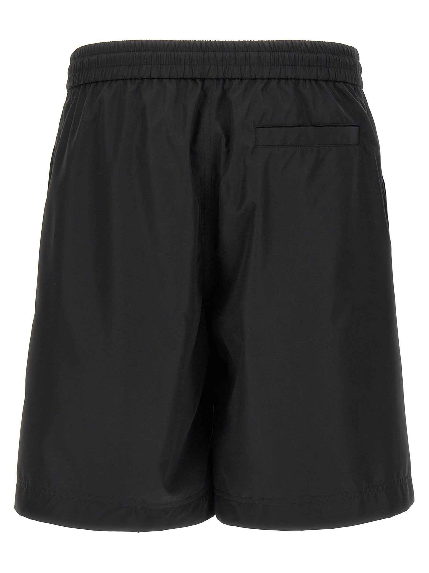 Black Polyester Bermuda Shorts
