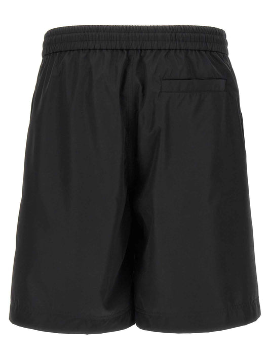 Black Polyester Bermuda Shorts