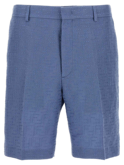 Blue Linen Bermuda Shorts