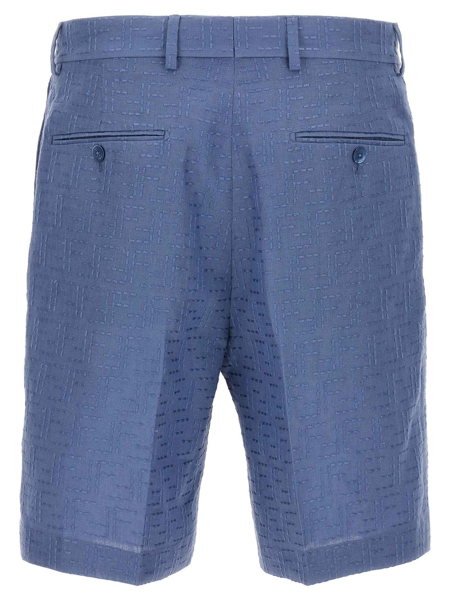 Blue Linen Bermuda Shorts