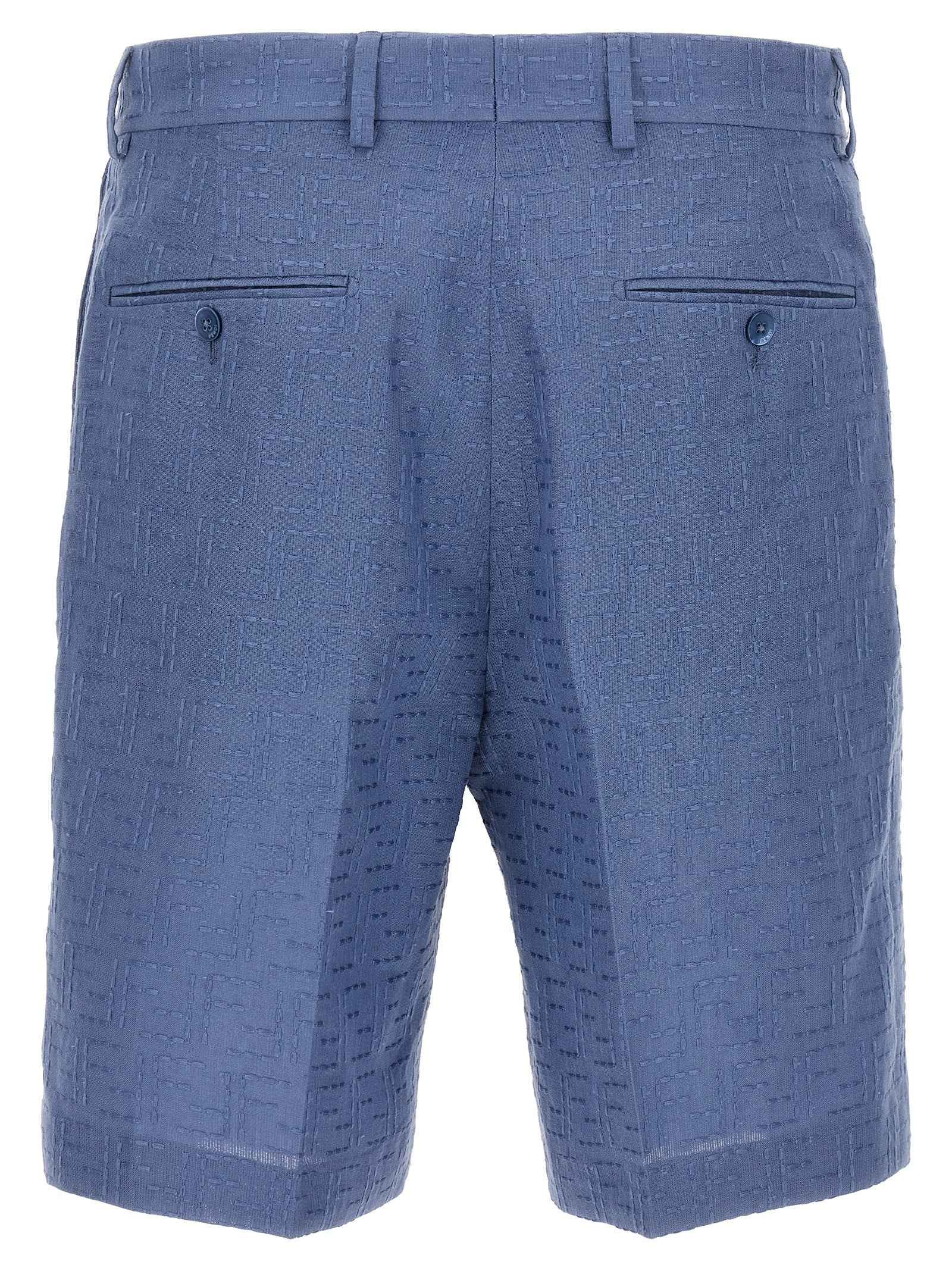 Blue Linen Bermuda Shorts