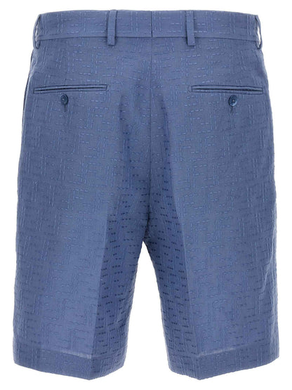 Blue Linen Bermuda Shorts