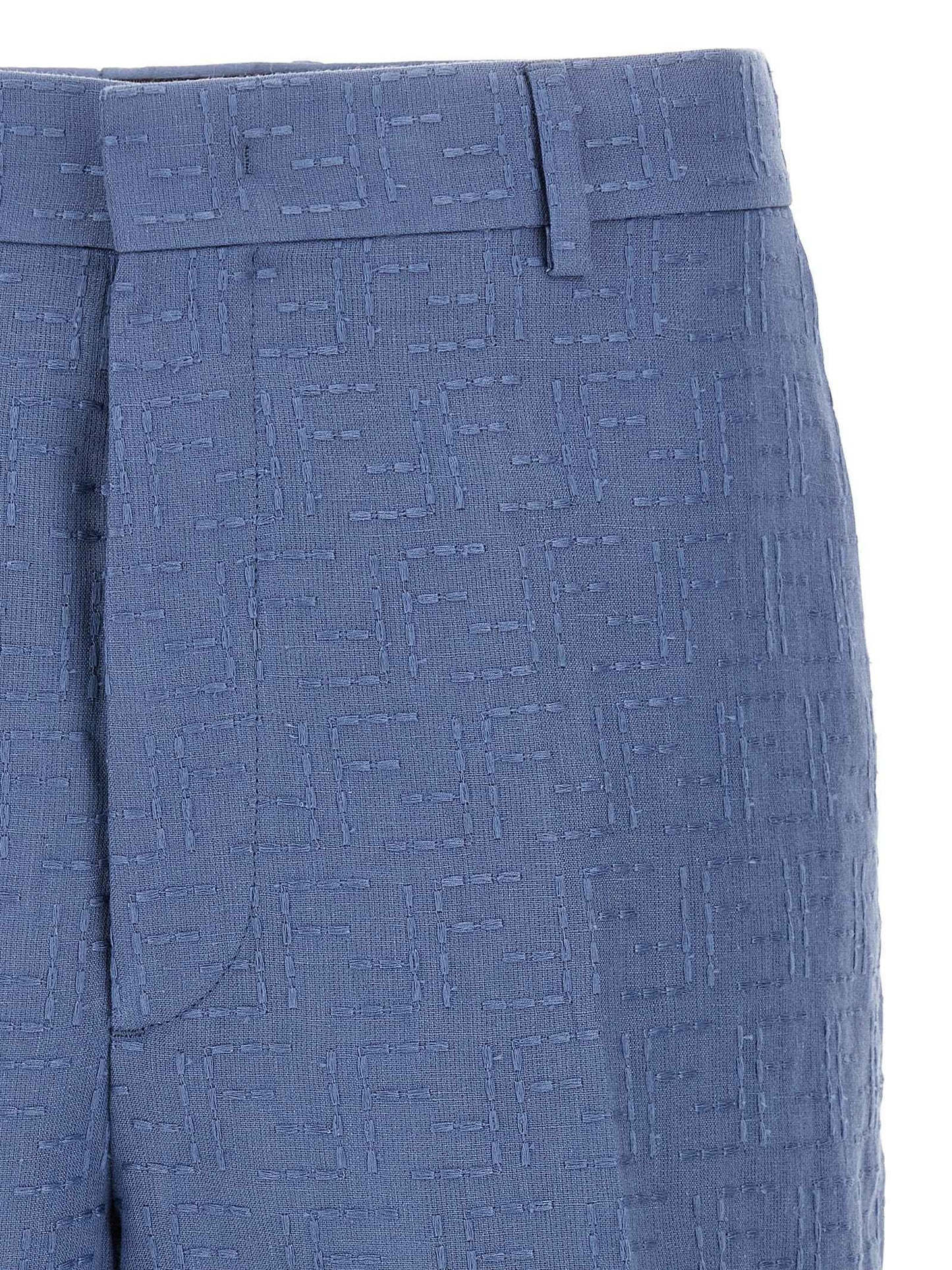 Blue Linen Bermuda Shorts