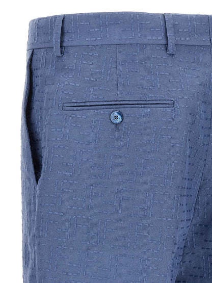 Blue Linen Bermuda Shorts