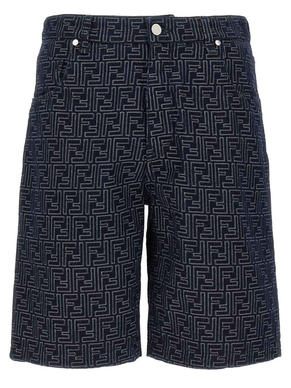 Blue Cotton Bermuda Shorts