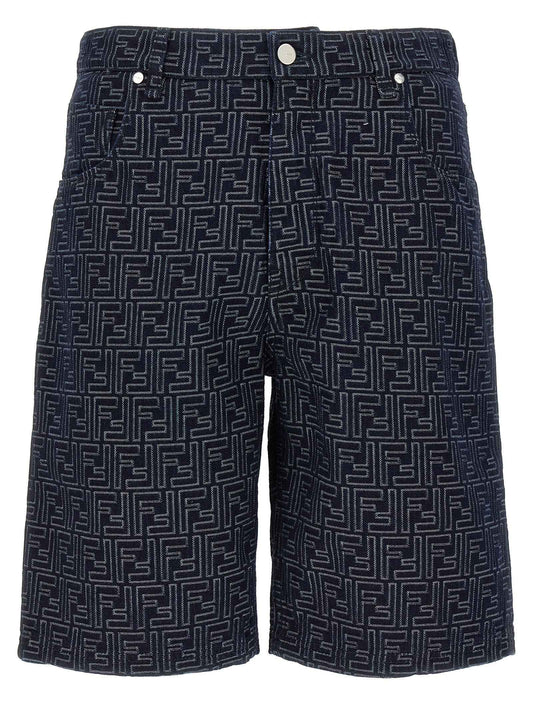 Blue Cotton Bermuda Shorts