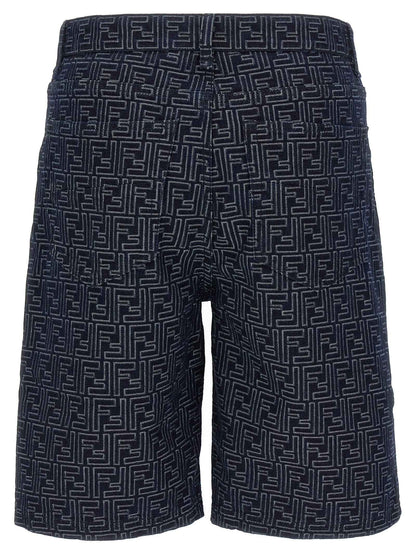 Blue Cotton Bermuda Shorts