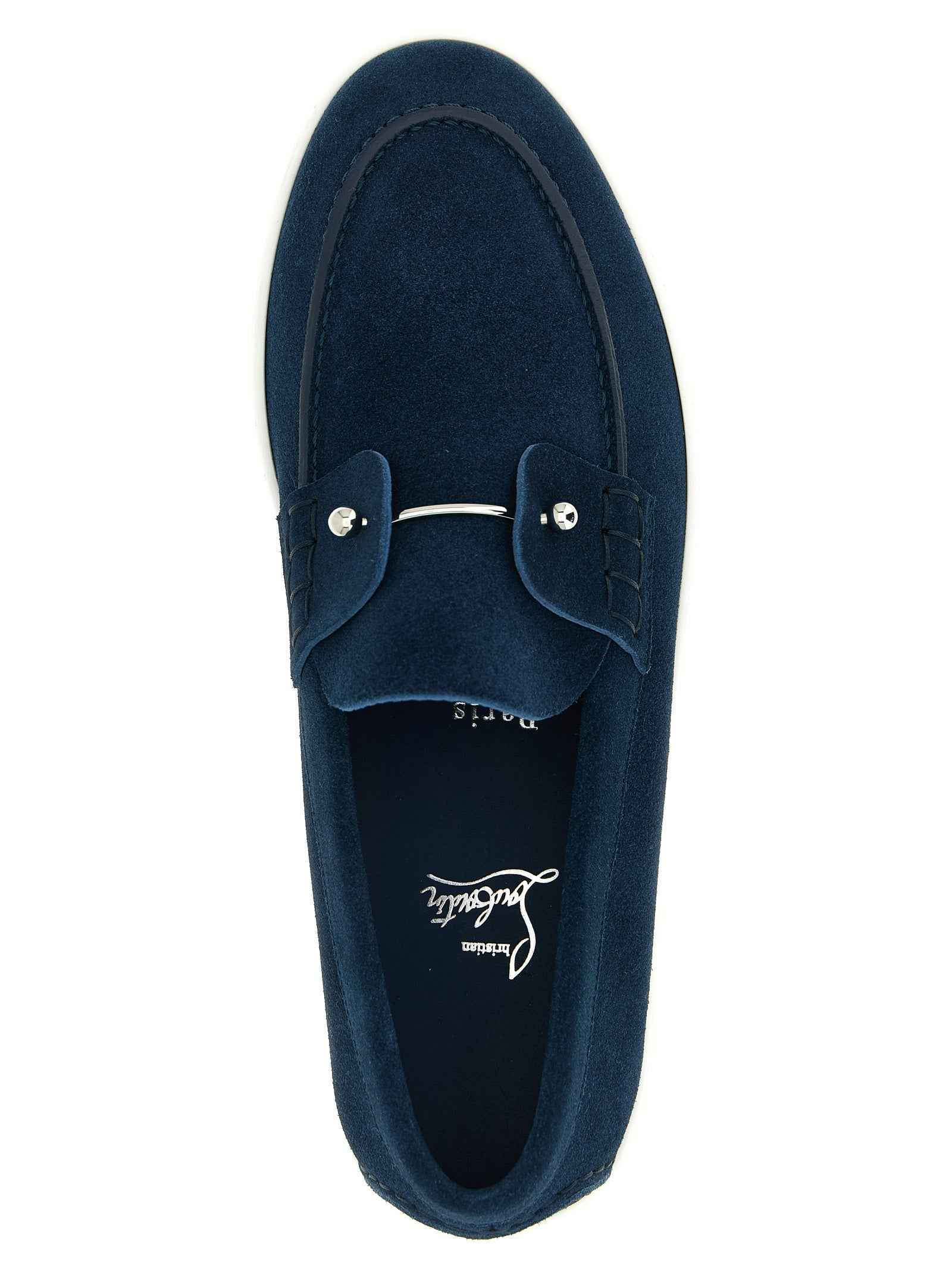 Blue Calfskin Slip-On Loafers