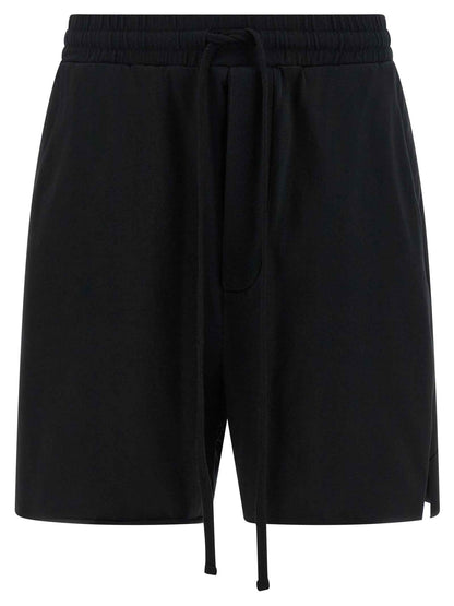 Black Cotton Bermuda Shorts